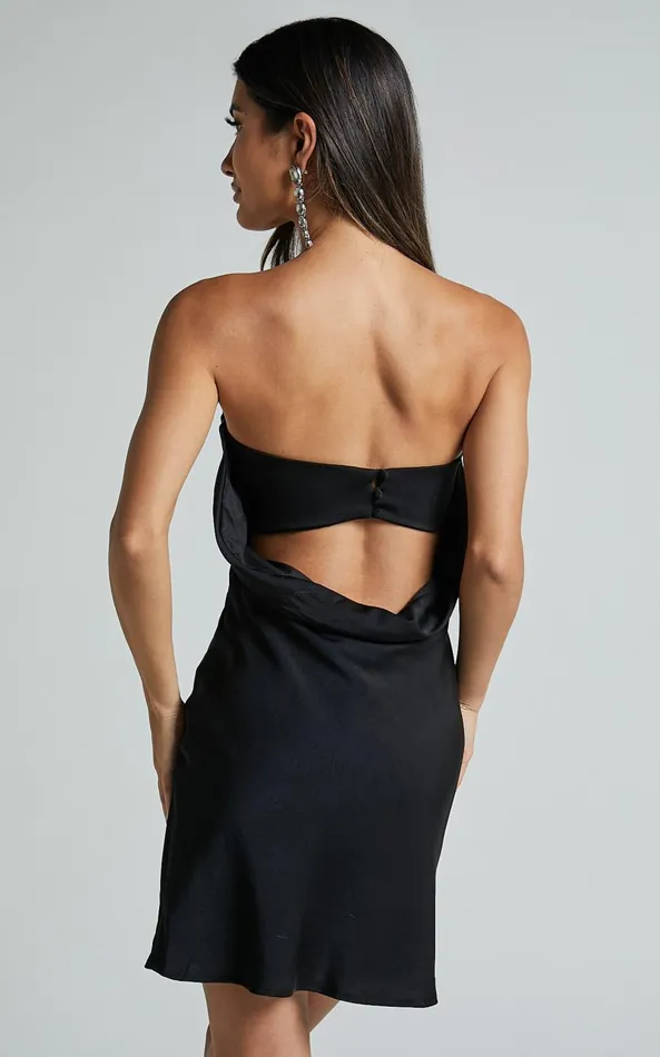 Showpo Elliott Mini Dress 8211 Strapless Cowl Back Dress In Black Women Dresses