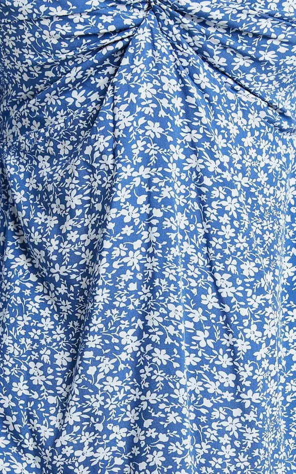 Showpo Ellison Mini Dress 8211 34 Sleeve Twist Bodice Dress In Blue Floral Women Dresses