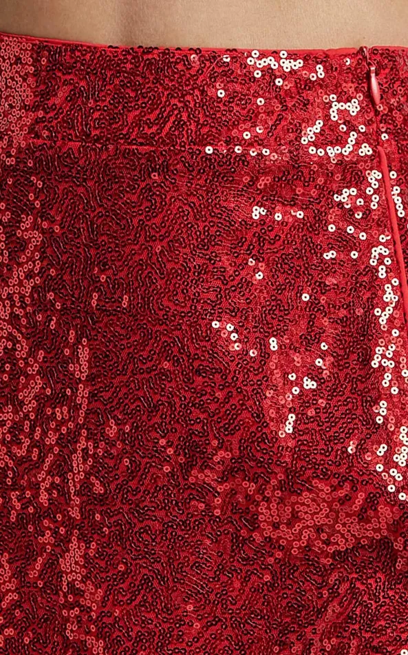 Showpo Elswyth Mini Skirt 8211 Side Split Sequin Skirt In Red Women Skirts
