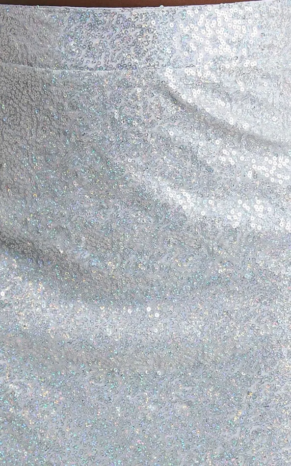 Showpo Elswyth Mini Skirt 8211 Side Split Sequin Skirt In Silver Women Skirts