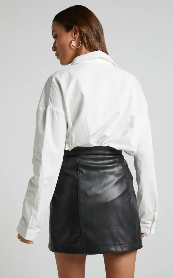 Showpo Elviera Mini Skirt 8211 A Line Zip Faux Leather Skirt In Black Women Skirts