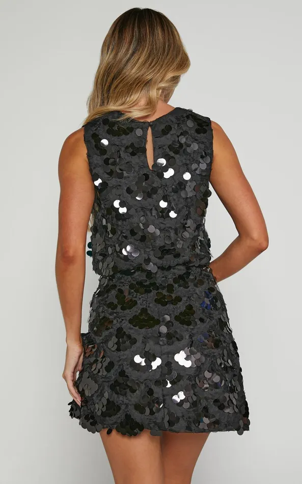 Showpo Ember Two Piece Set 8211 Scoop Neck Short Sleeve And High Waisted Mini Skirt Set In Black Women Two Piece Sets and Coords