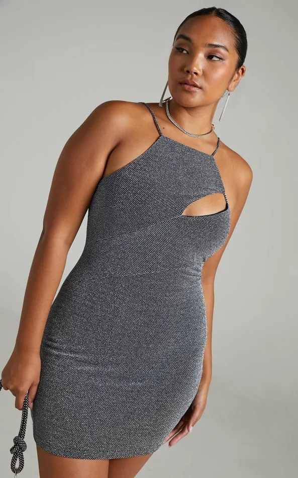 Showpo Emeraude Mini Dress 8211 Split Bust Lurex Dress In Black And Silver Women Dresses Showpo Emeraude Mini Dress 8211 Split Bust Lurex Dress In Black And Silver Women Dresses