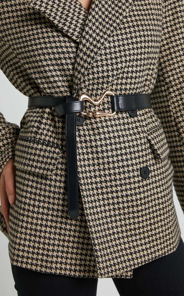 Showpo Emerie Irregular Buckle Waist Belt In Black Gold Women Belts