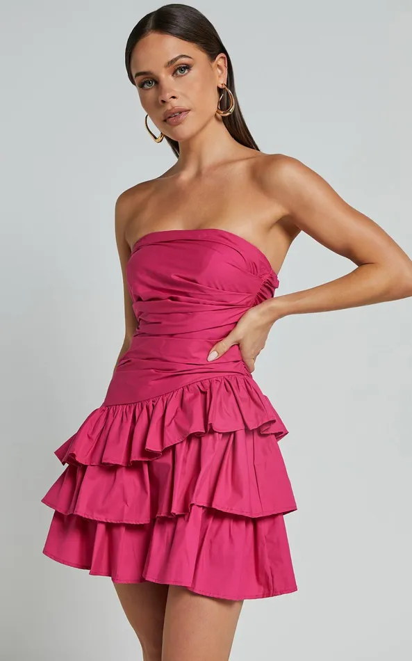 Showpo Emerie Mini Dress 8211 Strapless Ruffle Skirt Dress In Pink Women Dresses Showpo Emerie Mini Dress 8211 Strapless Ruffle Skirt Dress In Pink Women Dresses