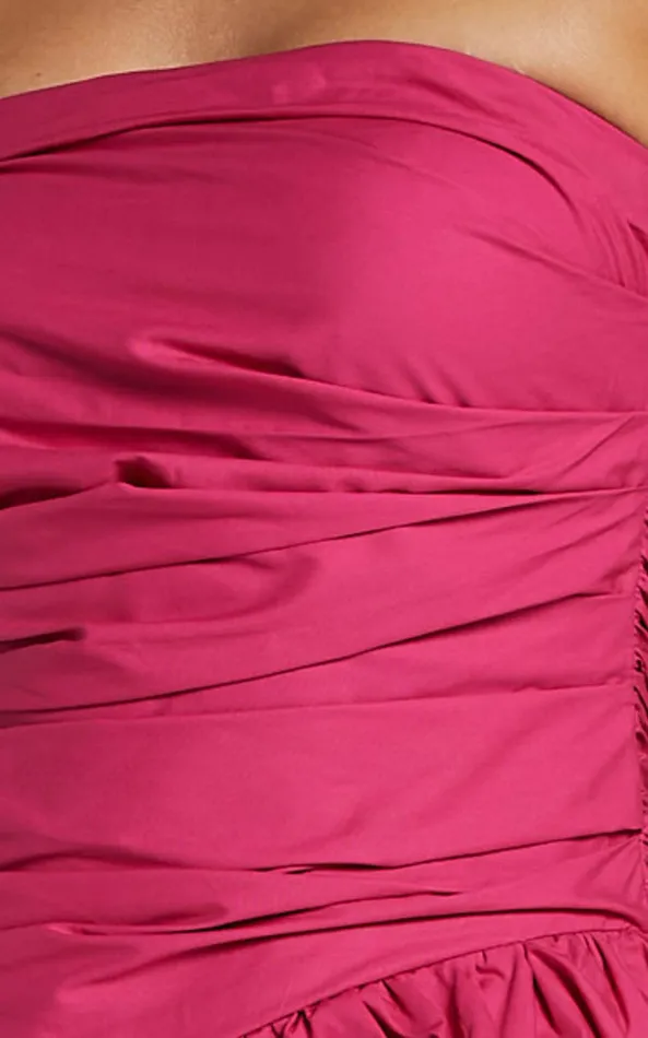 Showpo Emerie Mini Dress 8211 Strapless Ruffle Skirt Dress In Pink Women Dresses