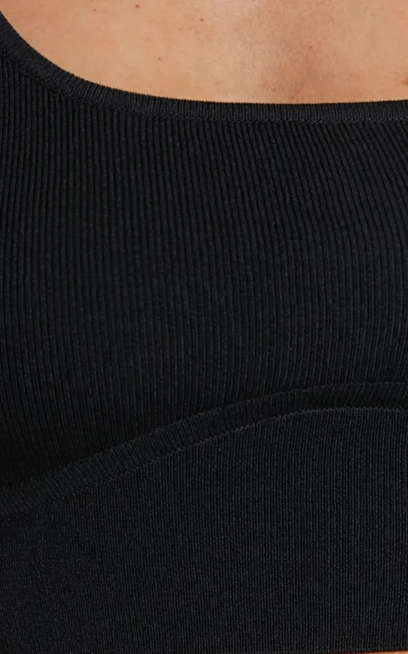 Showpo Emlei Top 8211 Square Neck Cropped Knit Top In Black Women Basics