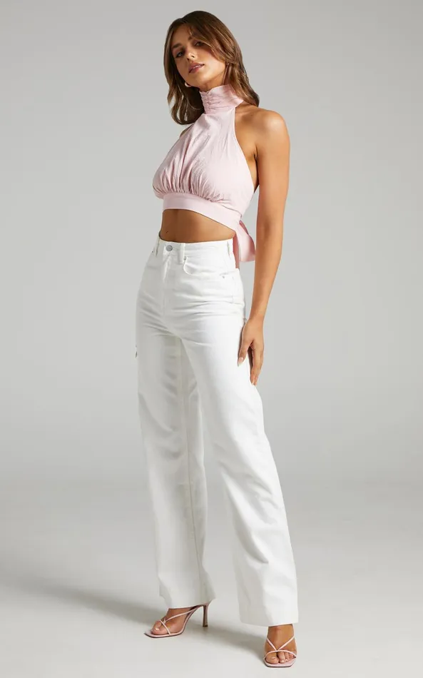 Showpo Emman Jeans 8211 High Waisted Cotton Wide Leg Denim Jeans In Ecru Women Curve Clothes