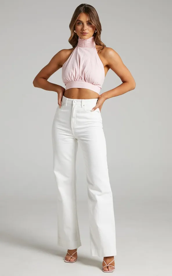 Showpo Emman Jeans 8211 High Waisted Cotton Wide Leg Denim Jeans In Ecru Women Curve Clothes