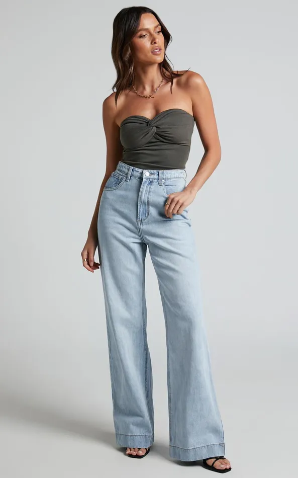 Showpo Emman Jeans 8211 High Waisted Cotton Wide Leg Denim Jeans In Sunday Blue Women Curve Clothes Showpo Emman Jeans 8211 High Waisted Cotton Wide Leg Denim Jeans In Sunday Blue Women Curve Clothes