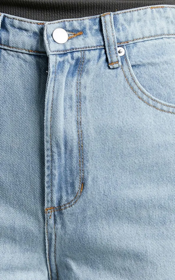Showpo Emman Jeans 8211 High Waisted Cotton Wide Leg Denim Jeans In Sunday Blue Women Curve Clothes