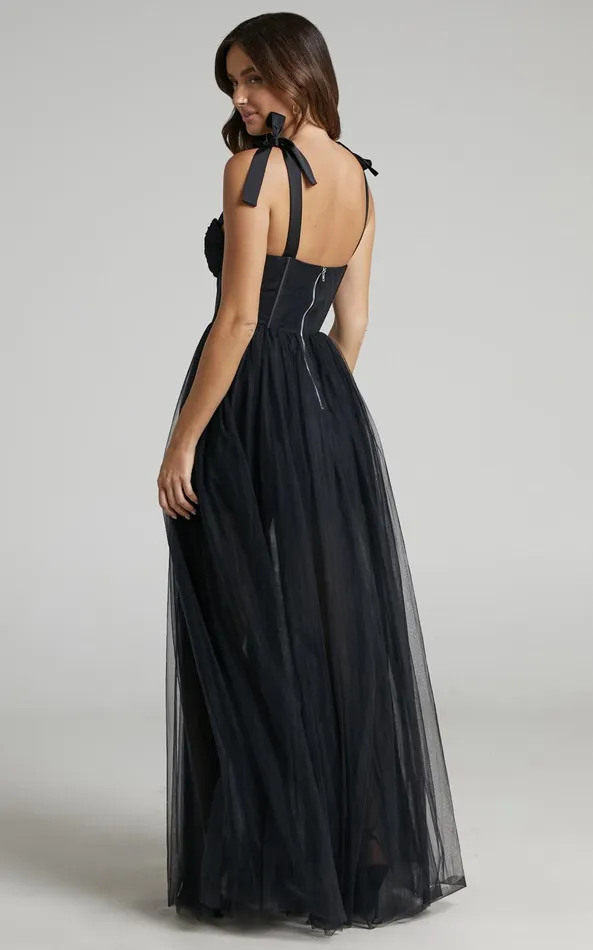 Showpo Emmary Gown 8211 Bustier Bodice Tulle Gown In Black Women Dresses