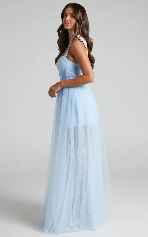 Showpo Emmary Gown 8211 Bustier Bodice Tulle Gown In Pale Blue Women Dresses