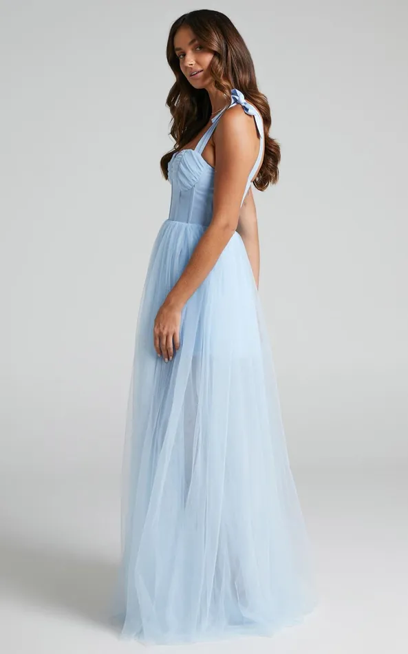 Showpo Emmary Gown 8211 Bustier Bodice Tulle Gown In Pale Blue Women Dresses