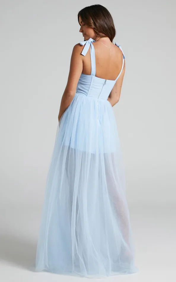 Showpo Emmary Gown 8211 Bustier Bodice Tulle Gown In Pale Blue Women Dresses