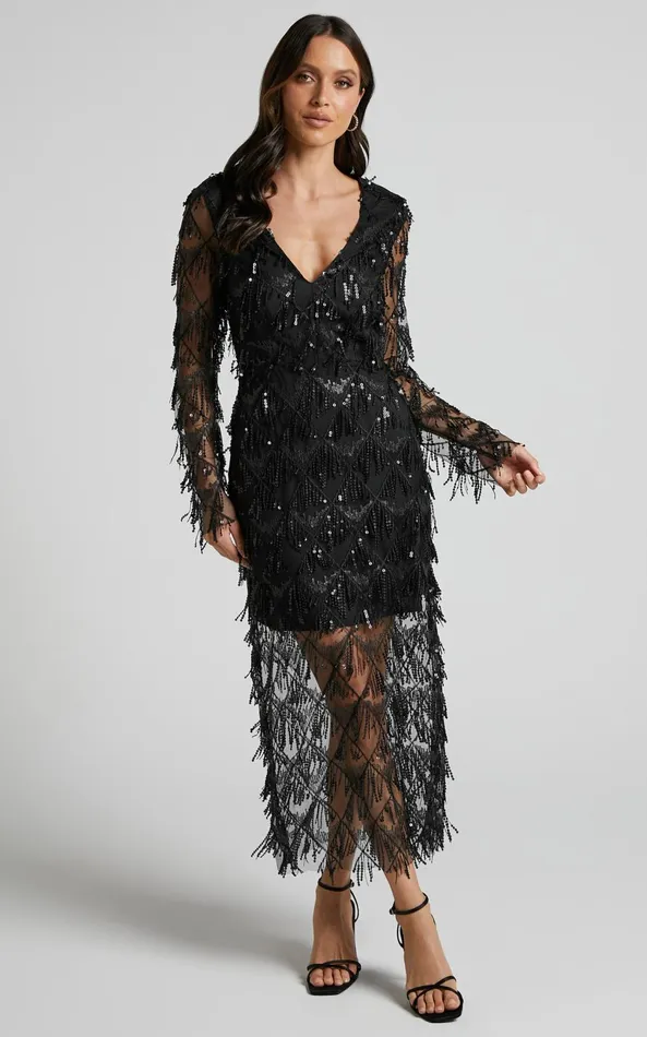 Showpo Emmett Midi Dress 8211 Long Sleeve Sequin Diamond Mesh Dress In Black Women Dresses Showpo Emmett Midi Dress 8211 Long Sleeve Sequin Diamond Mesh Dress In Black Women Dresses