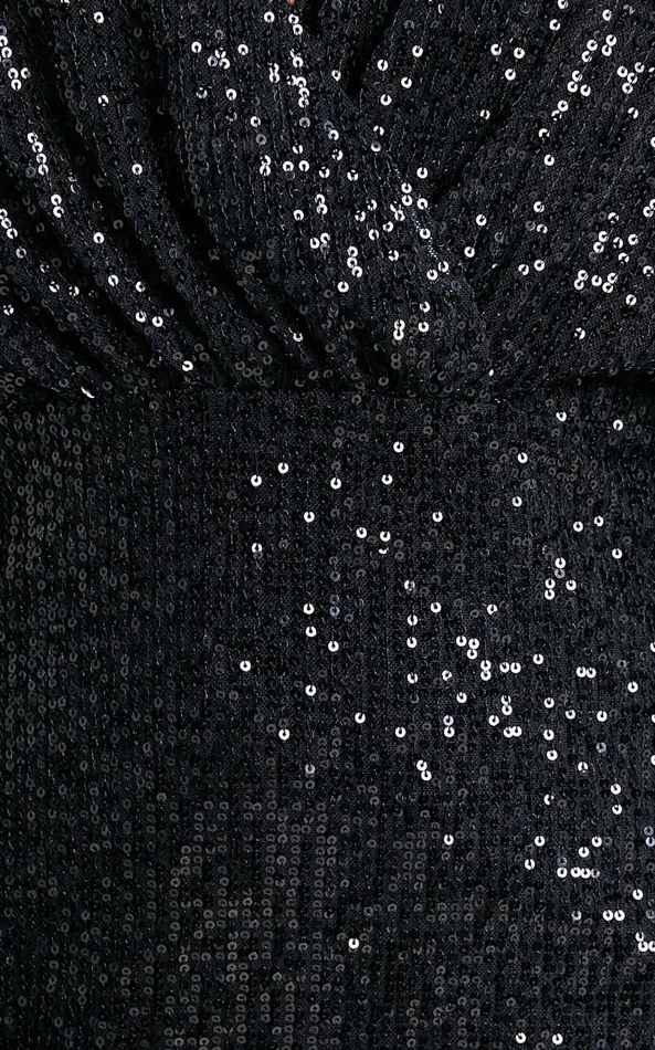Showpo Erine Mini Dress 8211 Long Sleeve Sequin Dress In Black Women Dresses