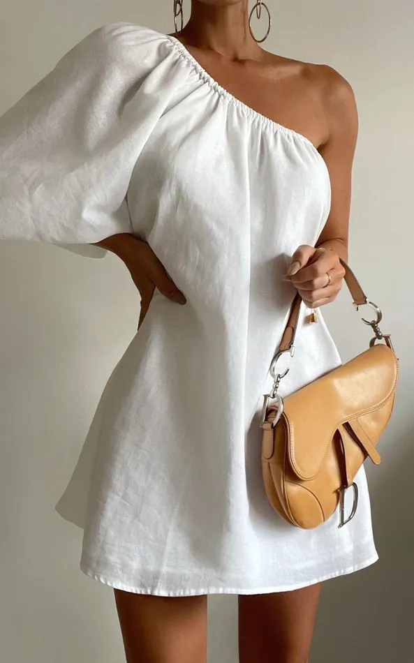 Showpo Estella Mini Dress 8211 One Shoulder Puff Sleeve Shift Dress In White Women Curve Clothes Showpo Estella Mini Dress 8211 One Shoulder Puff Sleeve Shift Dress In White Women Curve Clothes