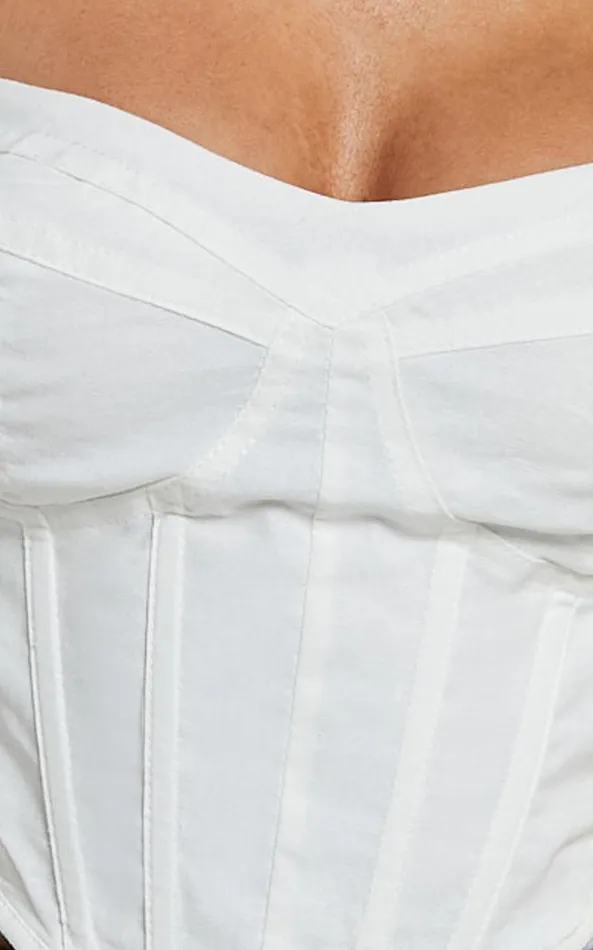 Showpo Estella Top 8211 Puff Sleeve Corset Bustier Top In White Women Tops