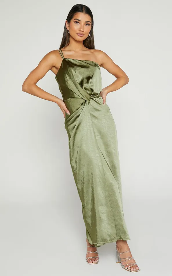 Showpo Estelle Midi Dress 8211 One Shoulder Thigh Split Dress In Olive Women Dresses Showpo Estelle Midi Dress 8211 One Shoulder Thigh Split Dress In Olive Women Dresses