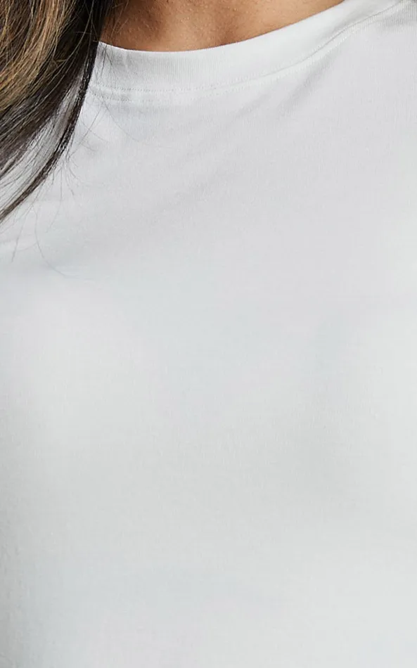 Showpo Estrella Top 8211 Crew Neck Short Sleeve Shirt In White Women Basics