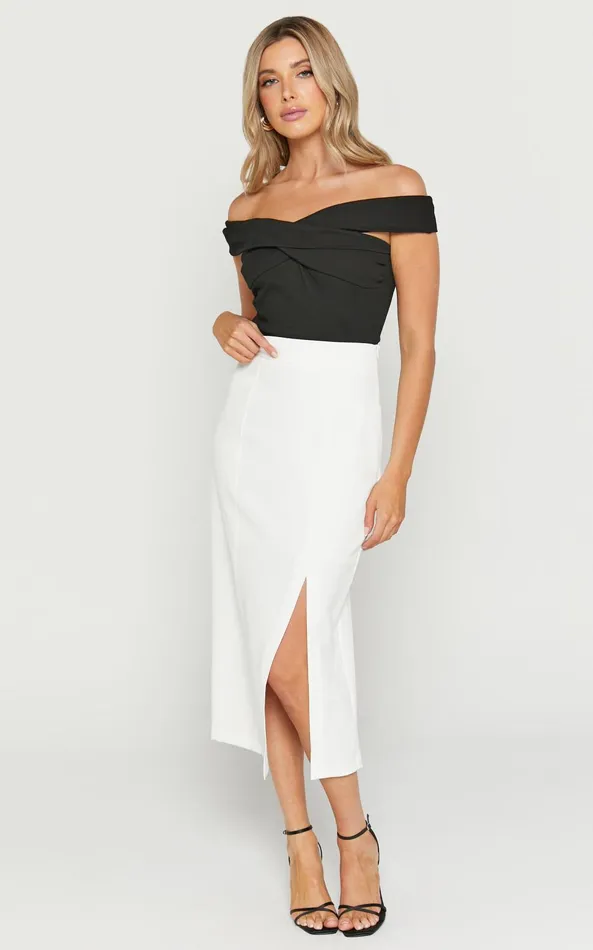 Showpo Etha Midi Skirt 8211 High Waisted Split Pencil Skirt In White Women Skirts Showpo Etha Midi Skirt 8211 High Waisted Split Pencil Skirt In White Women Skirts