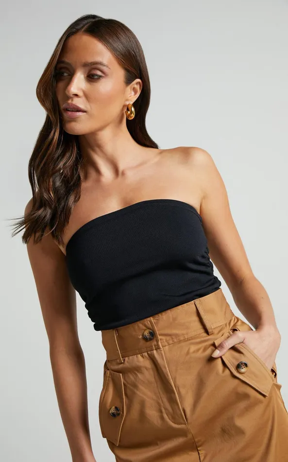 Showpo Ethan Top 8211 Strapless Knit Top In Black Women Basics