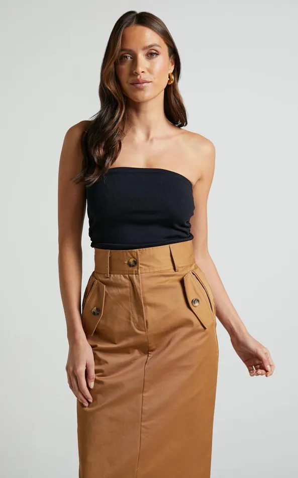 Showpo Ethan Top 8211 Strapless Knit Top In Black Women Basics
