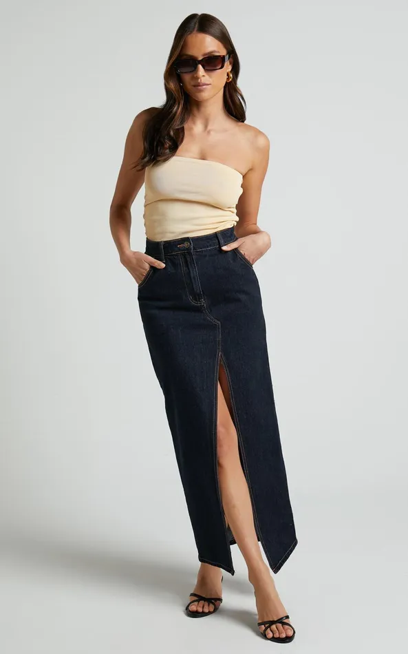 Showpo Ethan Top 8211 Strapless Knit Top In Sand Women Basics