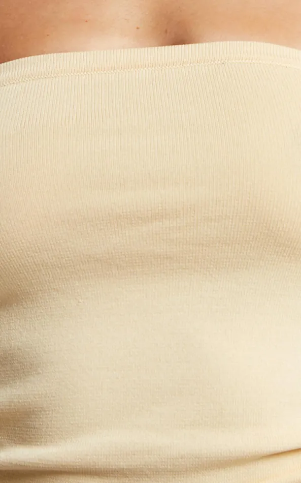 Showpo Ethan Top 8211 Strapless Knit Top In Sand Women Basics