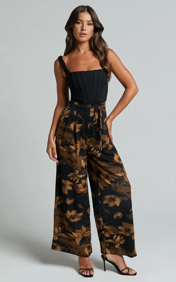 Showpo Etta Pants 8211 High Waist Wide Leg Satin Pants In Amber Floral Print Women Pants Showpo Etta Pants 8211 High Waist Wide Leg Satin Pants In Amber Floral Print Women Pants