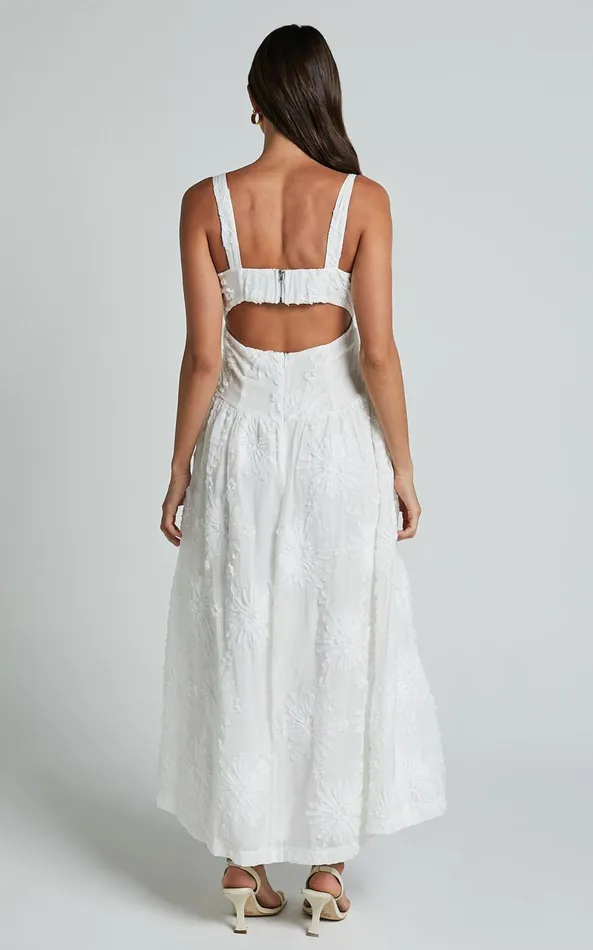 Showpo Eugene Midi Dress 8211 Wide Strap Sweetheart Bust A Line Dress In White Women Dresses