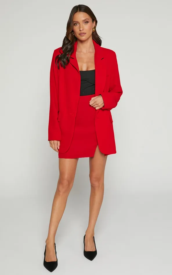 Showpo Evelenna Mini Skirt 8211 High Waisted Split Skirt In Red Women Skirts