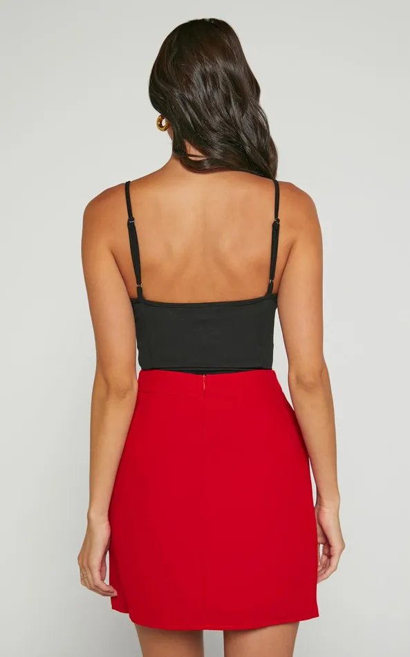 Showpo Evelenna Mini Skirt 8211 High Waisted Split Skirt In Red Women Skirts