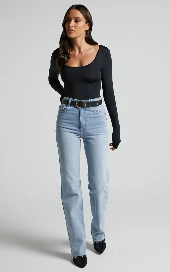 Showpo Evelina Bodysuit 8211 Scoop Neck Bodysuit In Black Women Basics