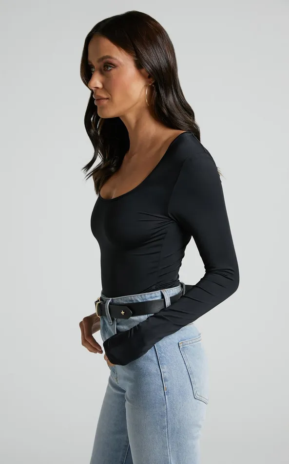 Showpo Evelina Bodysuit 8211 Scoop Neck Bodysuit In Black Women Basics