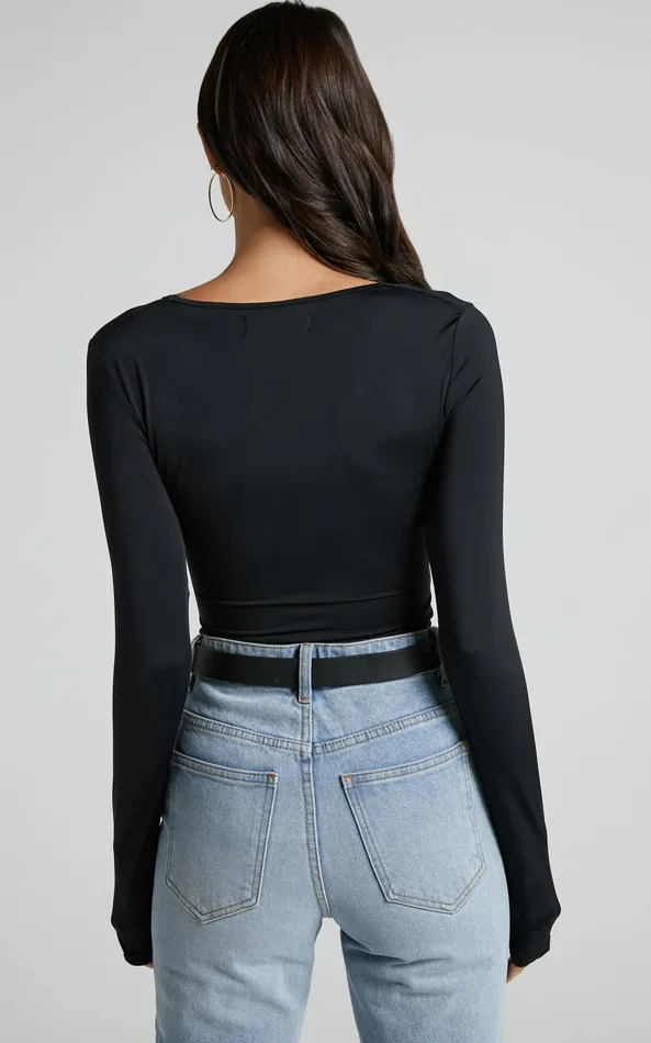 Showpo Evelina Bodysuit 8211 Scoop Neck Bodysuit In Black Women Basics