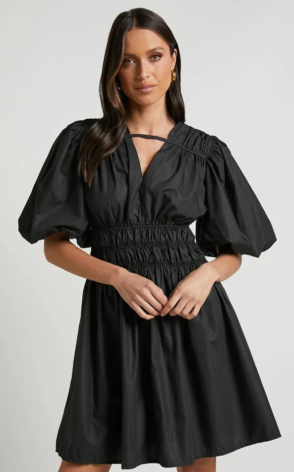 Showpo Ezreila Mini Dress 8211 Puff Sleeve Mini Dress In Black Women Dresses