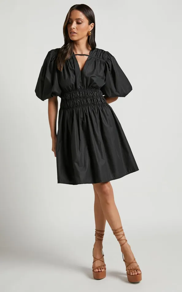 Showpo Ezreila Mini Dress 8211 Puff Sleeve Mini Dress In Black Women Dresses