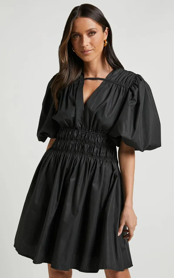 Showpo Ezreila Mini Dress 8211 Puff Sleeve Mini Dress In Black Women Dresses
