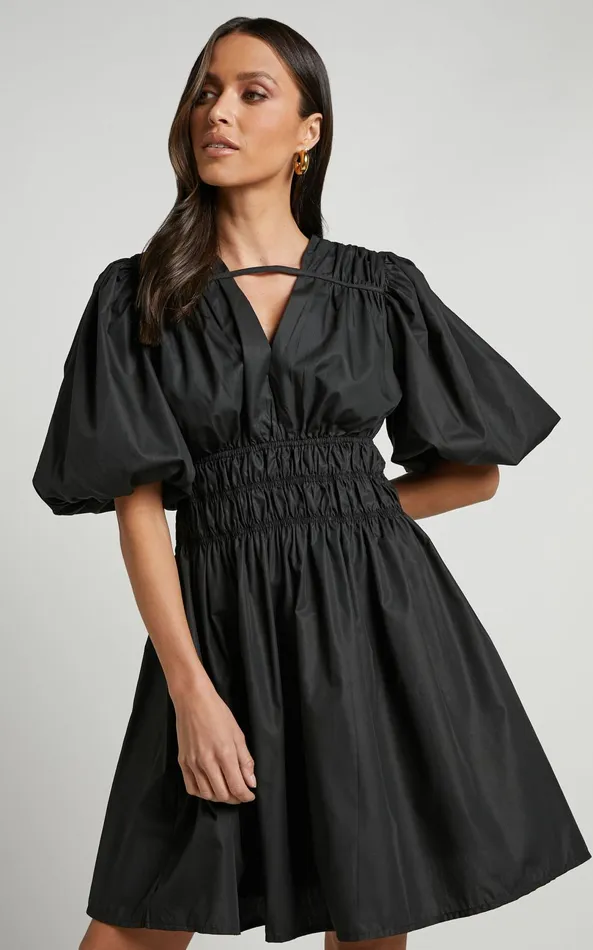 Showpo Ezreila Mini Dress 8211 Puff Sleeve Mini Dress In Black Women Dresses