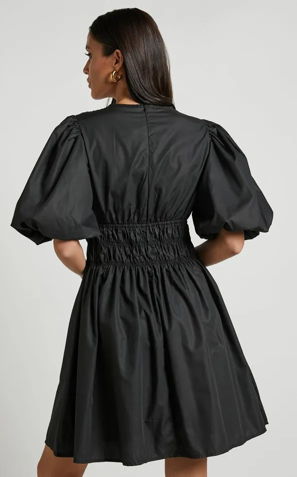 Showpo Ezreila Mini Dress 8211 Puff Sleeve Mini Dress In Black Women Dresses