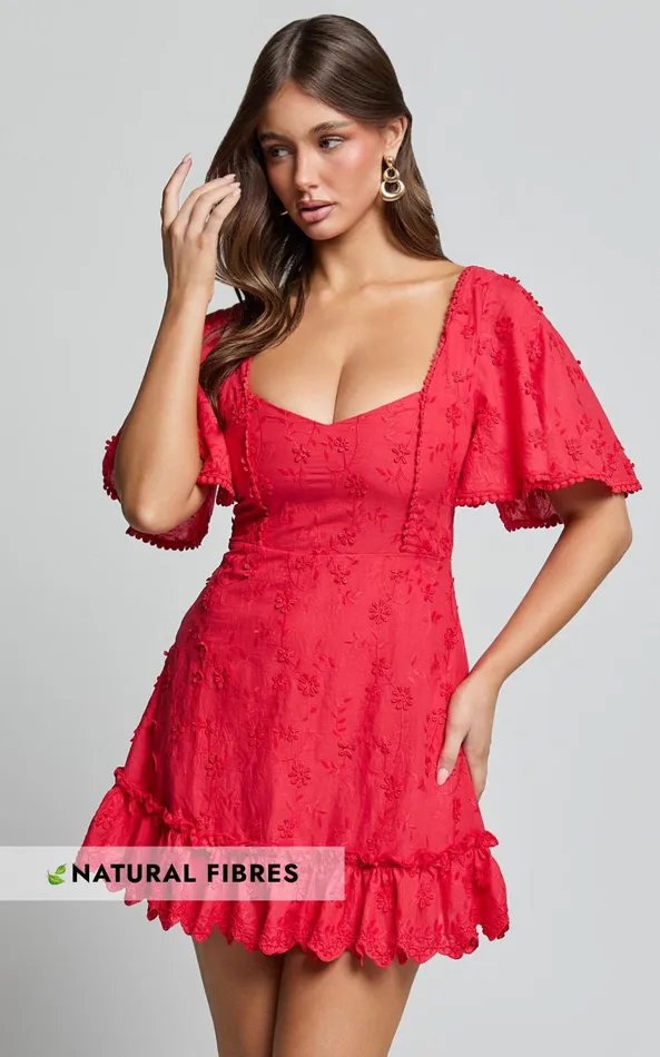 Showpo Fancy A Spritz Mini Dress 8211 Square Neck Dress In Red Women Dresses