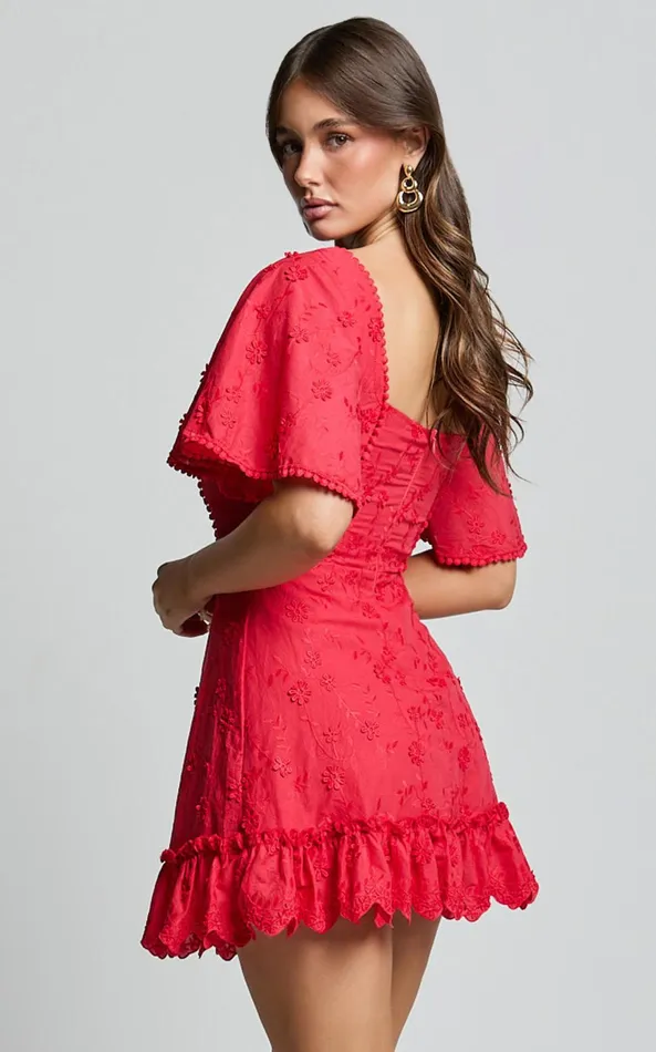 Showpo Fancy A Spritz Mini Dress 8211 Square Neck Dress In Red Women Dresses