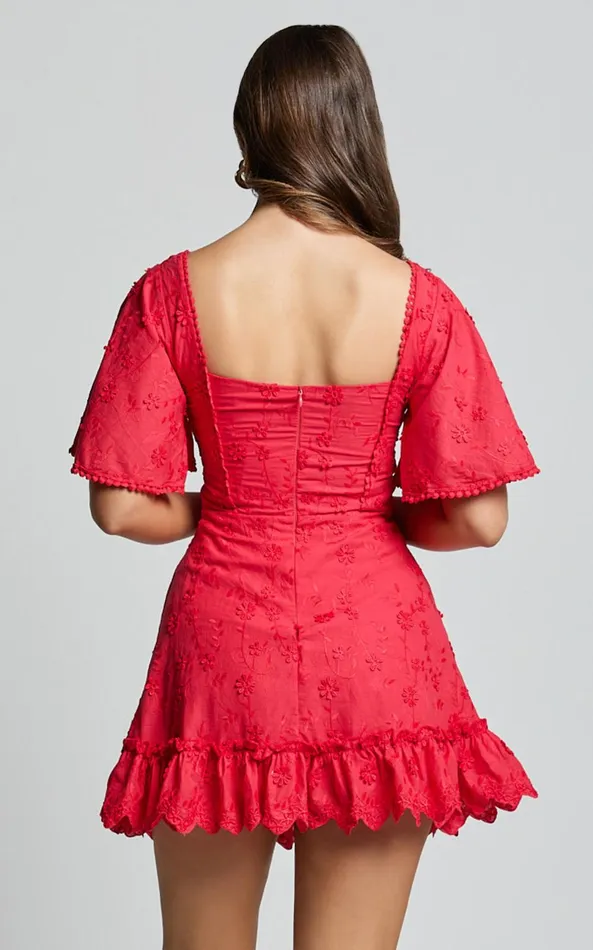 Showpo Fancy A Spritz Mini Dress 8211 Square Neck Dress In Red Women Dresses
