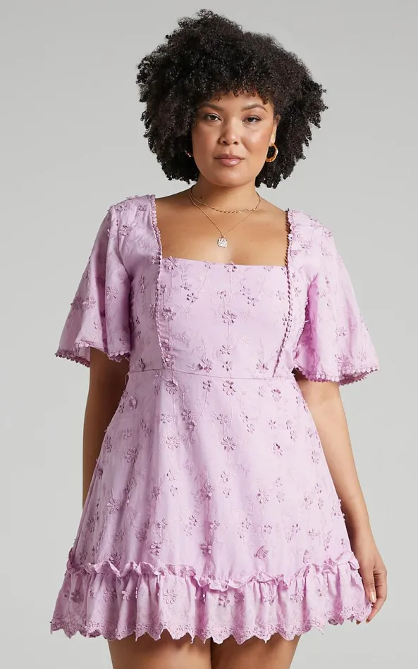 Showpo Fancy A Spritz Mini Dress In Lilac Women Curve Clothes