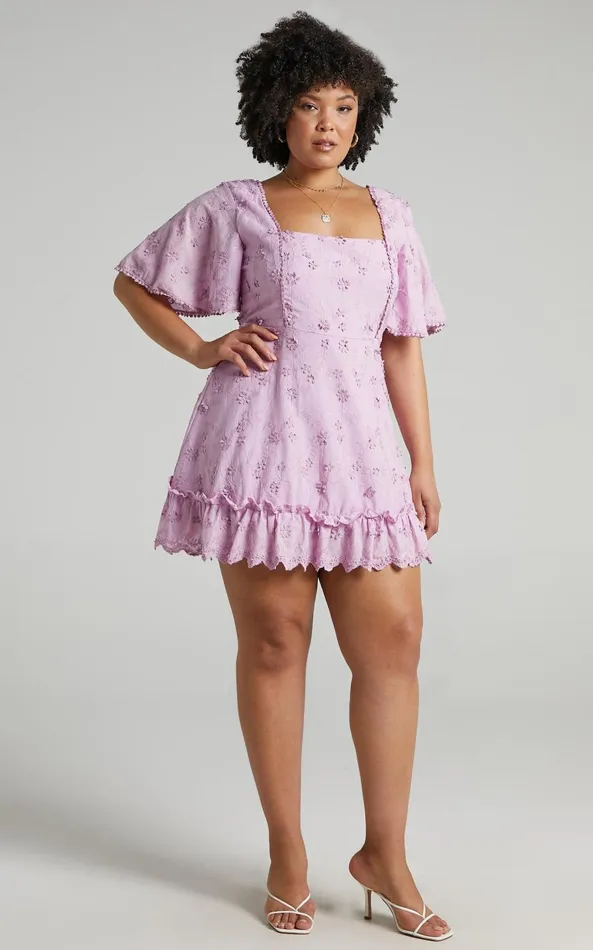 Showpo Fancy A Spritz Mini Dress In Lilac Women Curve Clothes