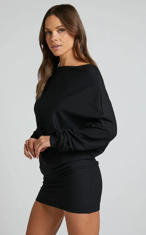 Showpo Fermina Mini Dress 8211 Long Sleeve Bodycon Dress In Black Women Basics