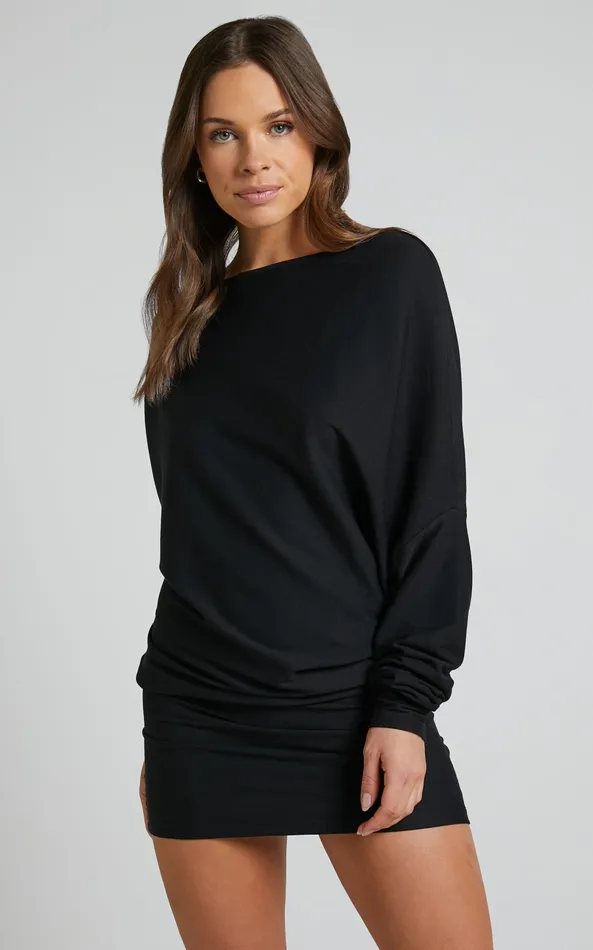 Showpo Fermina Mini Dress 8211 Long Sleeve Bodycon Dress In Black Women Basics