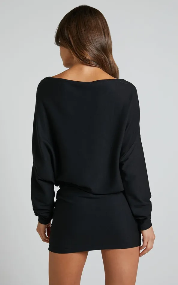 Showpo Fermina Mini Dress 8211 Long Sleeve Bodycon Dress In Black Women Basics